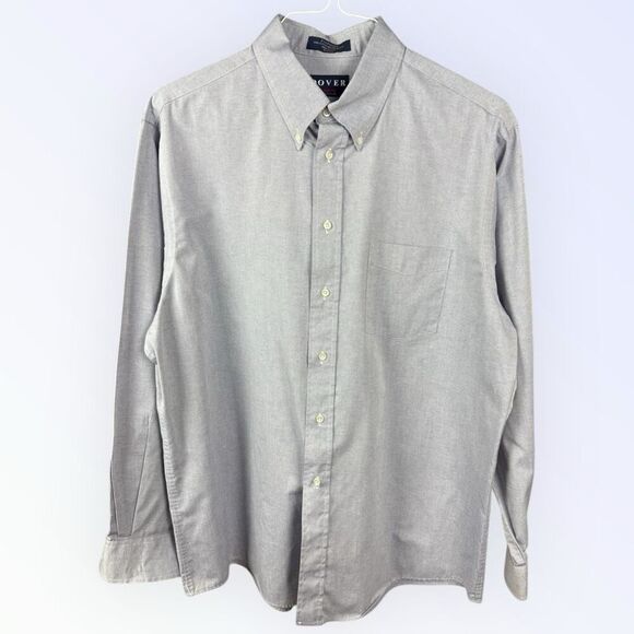 DOVER by ARROW Light Blue Pinpoint Oxford Cotton Blend Button Down Shirt | 17 34 - Picture 1 of 3